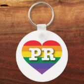 Ik hou van Puerto Rico Rainbow Heart Sleutelhanger (Voorkant)