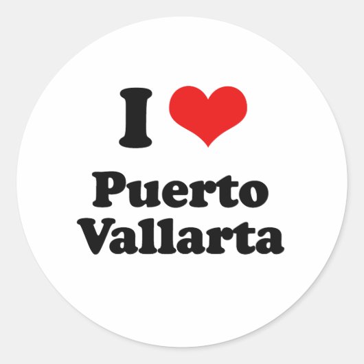 Ik hou van Puerto Vallarta Tshirt Ronde Sticker (Voorkant)