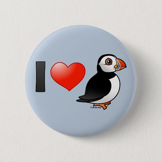 Ik hou van Puffins Ronde Button 5,7 Cm (Voorkant)