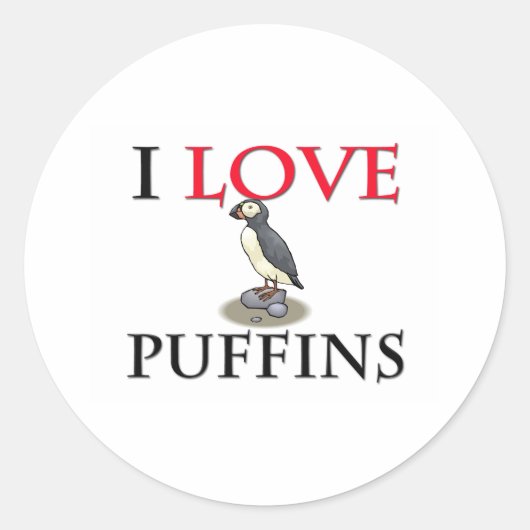 Ik hou van Puffins Ronde Sticker (Voorkant)