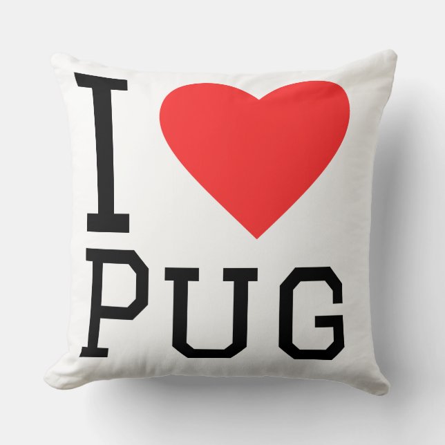 Ik hou van pug  kussen (Voorkant)