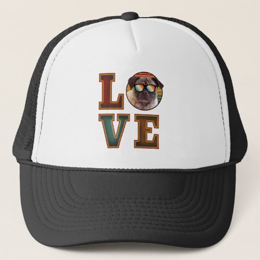 ik hou van pug  trucker pet (Voorkant)