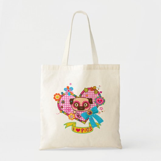 Ik hou van Pugs! Boodschappentas Tote Bag (Voorkant)
