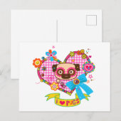 Ik hou van Pugs! Briefkaart (Voorkant / Achterkant)