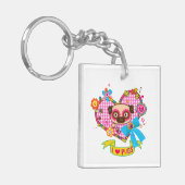 Ik hou van Pugs! Button Sleutelhanger (Voorkant Links)