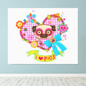 Ik hou van Pugs! canvas afdruk (Insitu (Houten vloer))