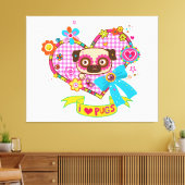 Ik hou van Pugs! canvas afdruk (Insitu (Woonkamer))