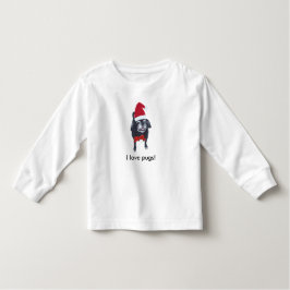 Ik hou van pugs Christmas pug shirt voor peuters
