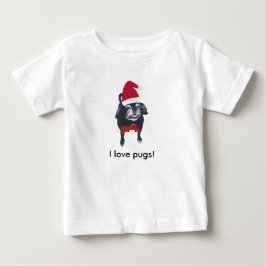 Ik hou van pugs Christmas pug shirt voor peuters
