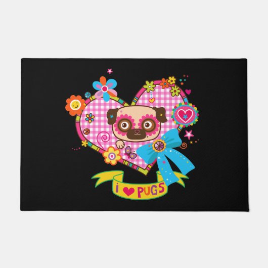 Ik hou van Pugs! Doormat Deurmat (Voorkant)