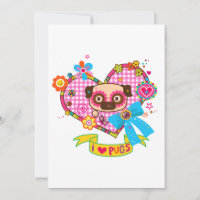 Ik hou van Pugs! Enkele wenskaart