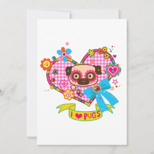 Ik hou van Pugs! Enkele wenskaart Kaart