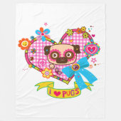 Ik hou van Pugs! Fleece Deken (Voorkant)