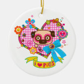 Ik hou van Pugs! Keramische ornament (Voorkant)