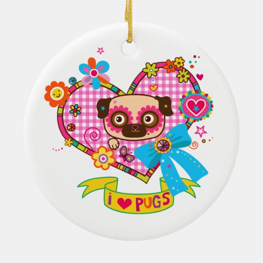 Ik hou van Pugs! Keramische ornament (Achterkant)