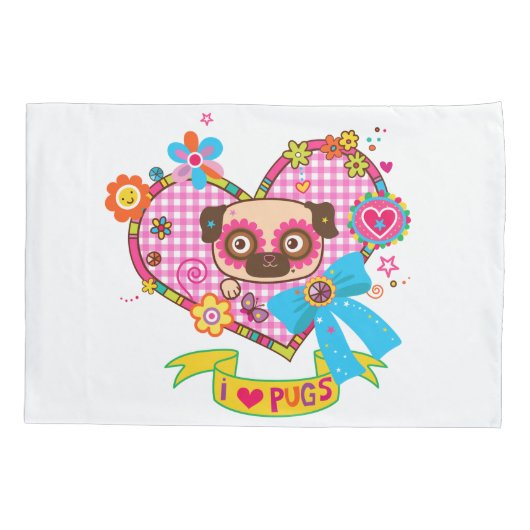 Ik hou van Pugs! Kussenslopen (Achterkant-Links)