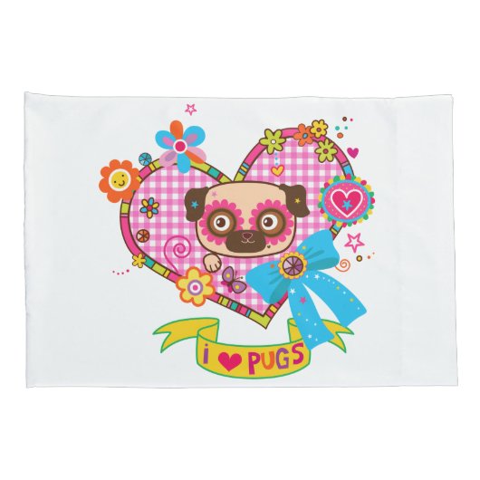 Ik hou van Pugs! Kussenslopen (Achterkant-Rechts)