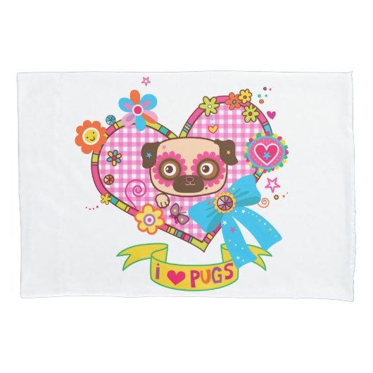 Ik hou van Pugs! Kussenslopen (Voorkant-Links)