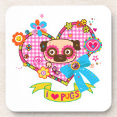 Ik hou van Pugs! Onderzetters met kurk (Voorkant)