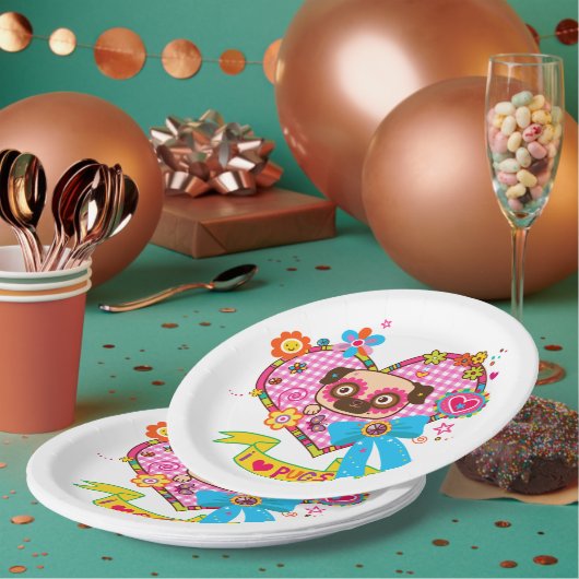 Ik hou van Pugs! Papieren Bordjes (Multi)