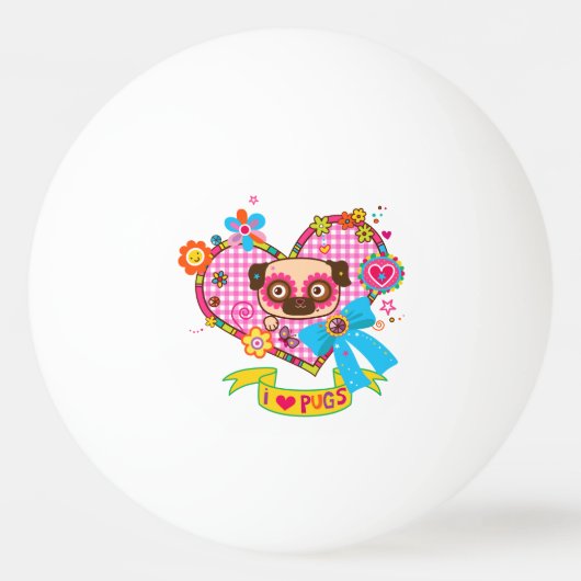 Ik hou van Pugs! ping pong ballen (Voorkant)