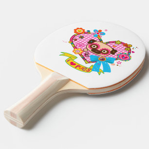Ik hou van Pugs! Ping Pong Paddle Tafeltennisbatje