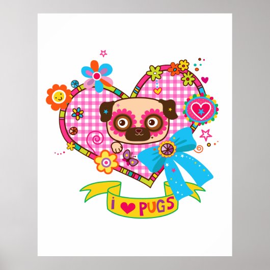 Ik hou van Pugs! Poster (Voorkant)