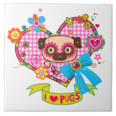 Ik hou van Pugs! Tegel Tegeltje (Voorkant)