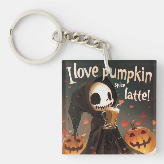 Ik hou van Pumpkin Spice Latte digitale kunst Sleutelhanger (Voorkant)