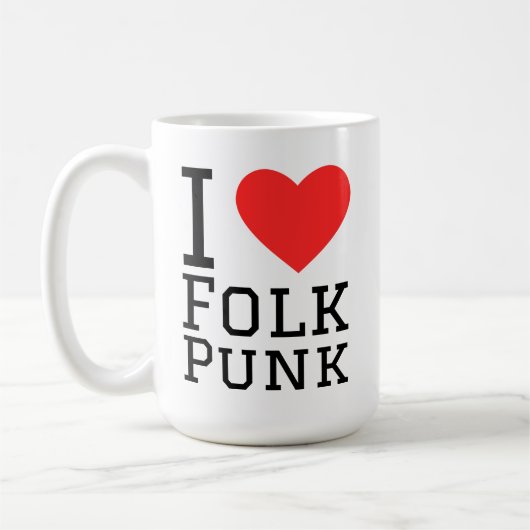 Ik hou van punk vierkant-sticker koffiemok (Links)