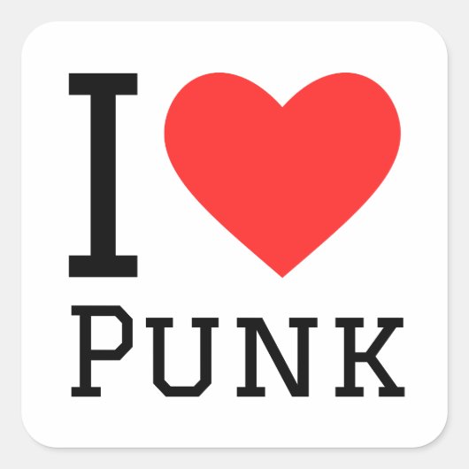 Ik hou van punk vierkante sticker (Voorkant)