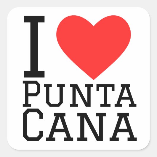 Ik hou van punta cana vierkante sticker (Voorkant)