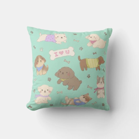 Ik hou van Puppies illustratie Kussen (Voorkant)