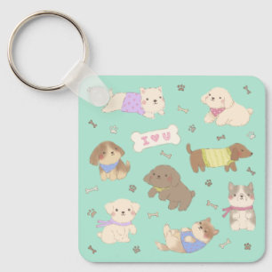 Ik hou van Puppies illustratie Sleutelhanger