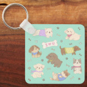 Ik hou van Puppies illustratie Sleutelhanger (Voorkant)