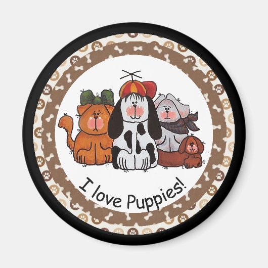 Ik hou van Puppies magneet (Voorkant)