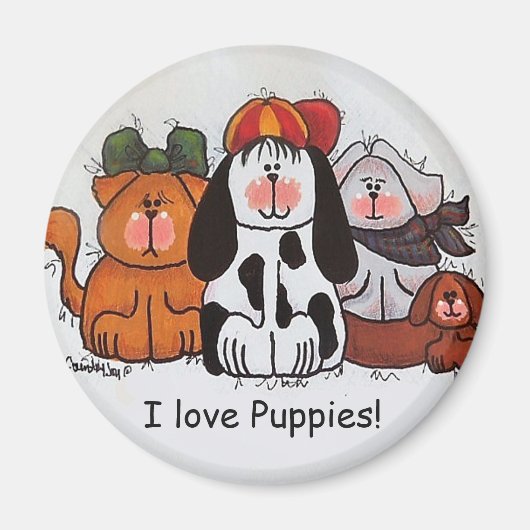 Ik hou van Puppies magneet (Voorkant)
