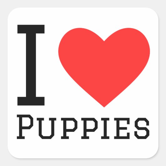 Ik hou van puppies vierkante sticker (Voorkant)