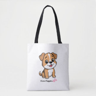 Ik hou van puppy's Cute Cartoon puppy hond schoude Tote Bag