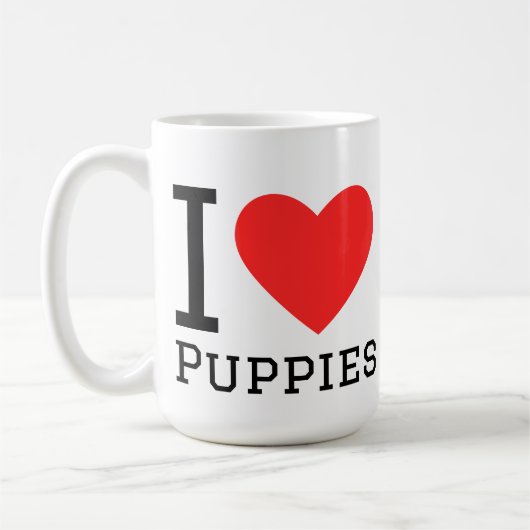 Ik hou van puppy's koffiemok (Links)