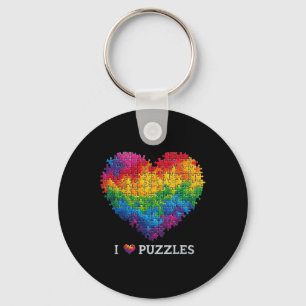 Ik hou van puzzels legpuzzel hart regenboog voor m sleutelhanger