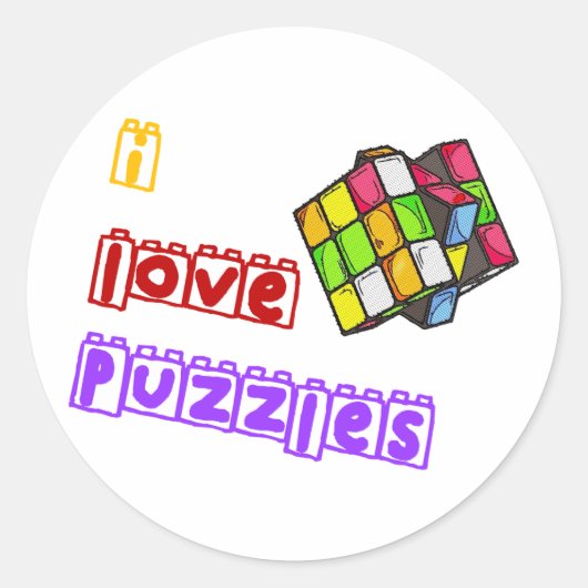 Ik hou van puzzels ronde sticker (Voorkant)