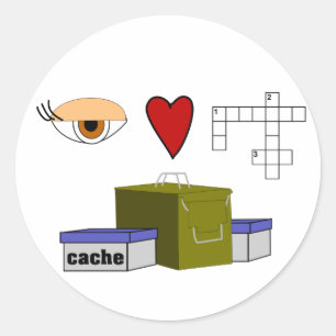 Ik hou van Puzzle Caches Rebus Geocaching Swag Cus Ronde Sticker