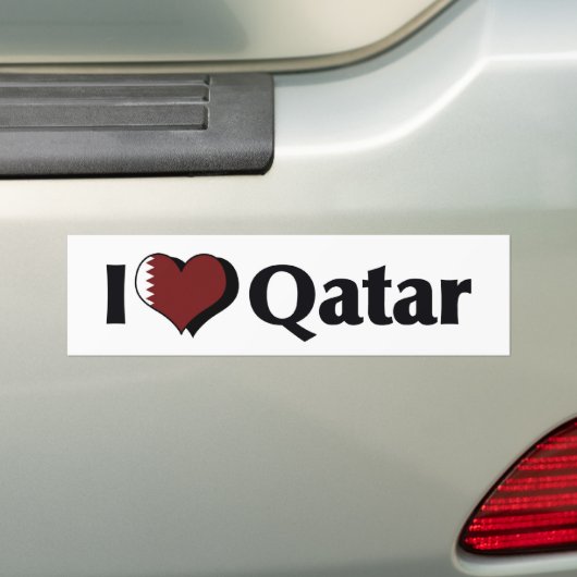Ik hou van Qatar Flag Bumpersticker (Op auto)