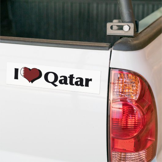 Ik hou van Qatar Flag Bumpersticker (Op Truck)