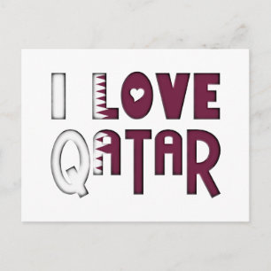Ik hou van Qatar Typography Cute Heart in Text Briefkaart