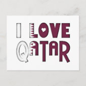 Ik hou van Qatar Typography Cute Heart in Text Briefkaart (Voorkant)