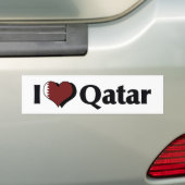Ik hou van Qatar-vlag Bumpersticker (Op auto)