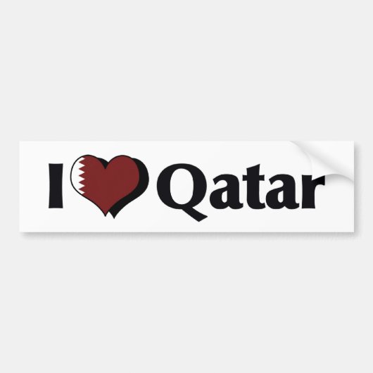 Ik hou van Qatar-vlag Bumpersticker (Voorkant)