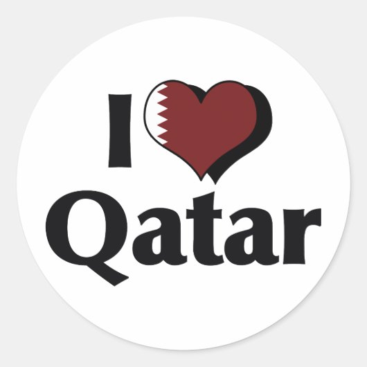 Ik hou van Qatar-vlag Ronde Sticker (Voorkant)
